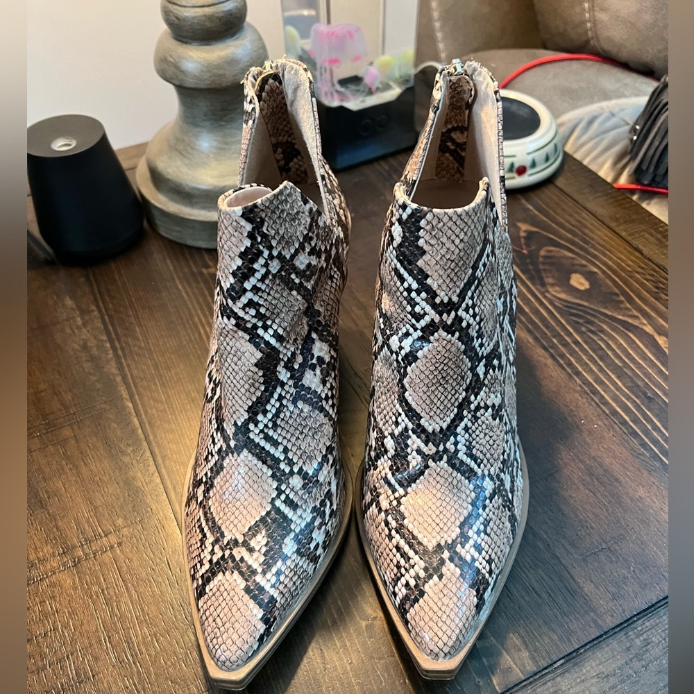 Steve Madden snake print booties
